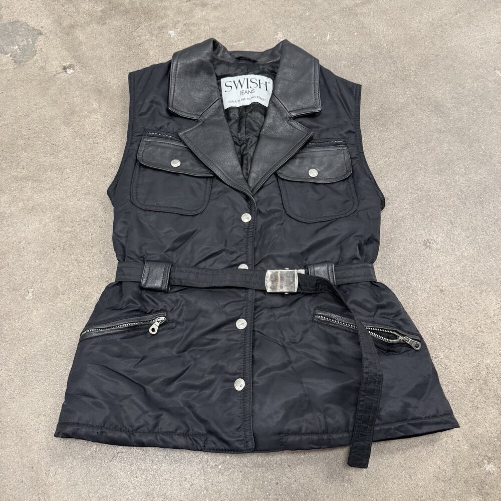 VINTAGE 90s SWISH JEANS ARCHIVE STYLE UTILITY POCKET VEST WOMENS 44/LARGE